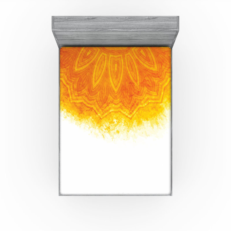 Ensemble de 2 draps-housses Ambesonne, Orange brûlé, orange / floral, Drap-housse de taille très grand