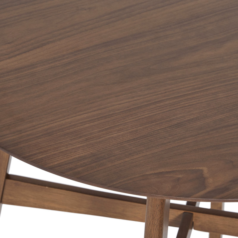 Table de salle à manger ronde, Noyer Naturel, L 35,4 po x L 35,4 po, Comptoir (hauteur de 36 po)