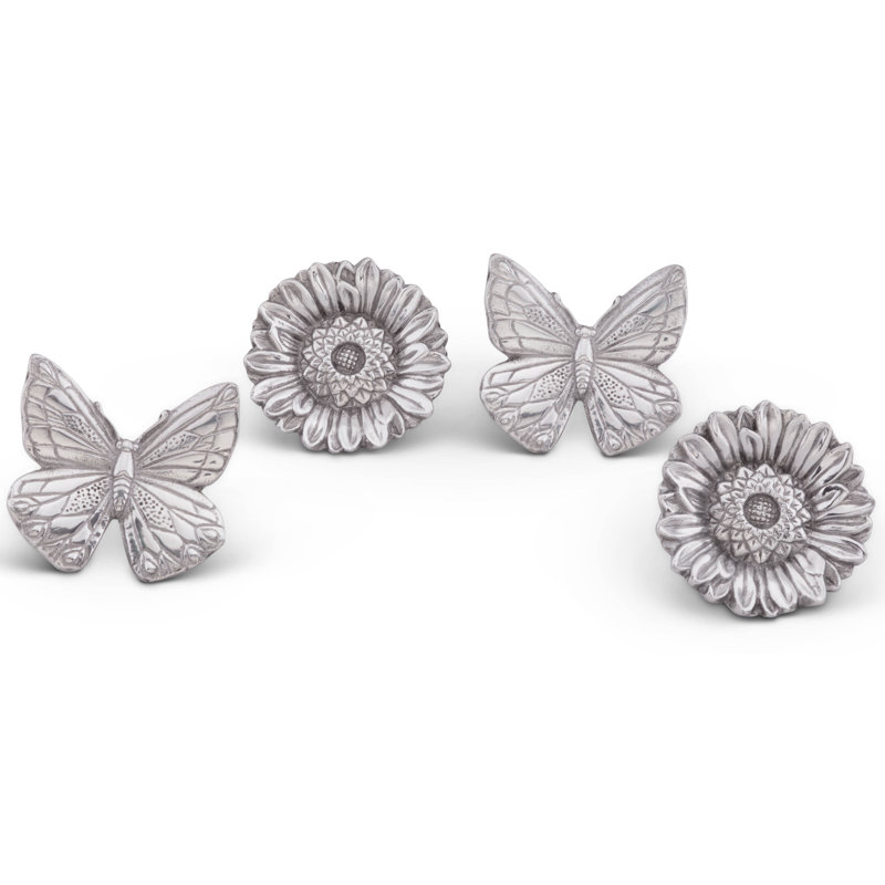 Ensemble de 4 serviettes à papillons et fleurs