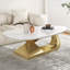 Table basse de table moderne avec base en acier inoxydable - Centre de table de salon élégant et durable-1574046149
