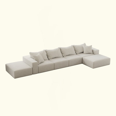 Tomeco Upholstered Boneless L-Shape Sectional Sofa with 7 pillows