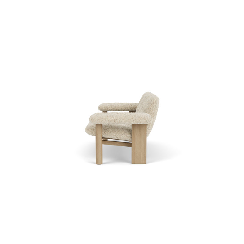 Brasilia Loveseat, Sahara Sheepskin, Natural Oak