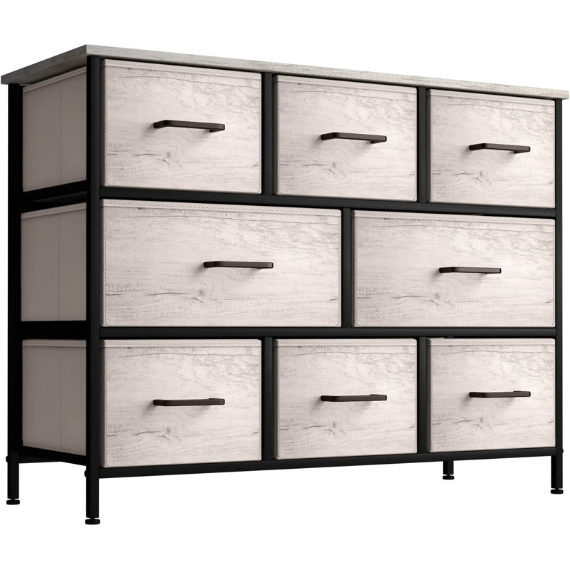 Commode Sorbus avec 8 tiroirs en faux bois - Commode de rangement, gris