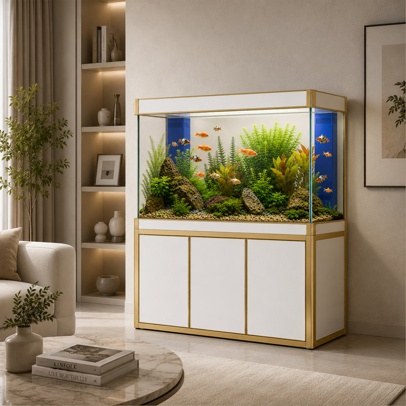Réservoir d'aquarium 50 gallons, Blanc / or, 175 gallons (H 51 po x l 14 po x P 24 po)