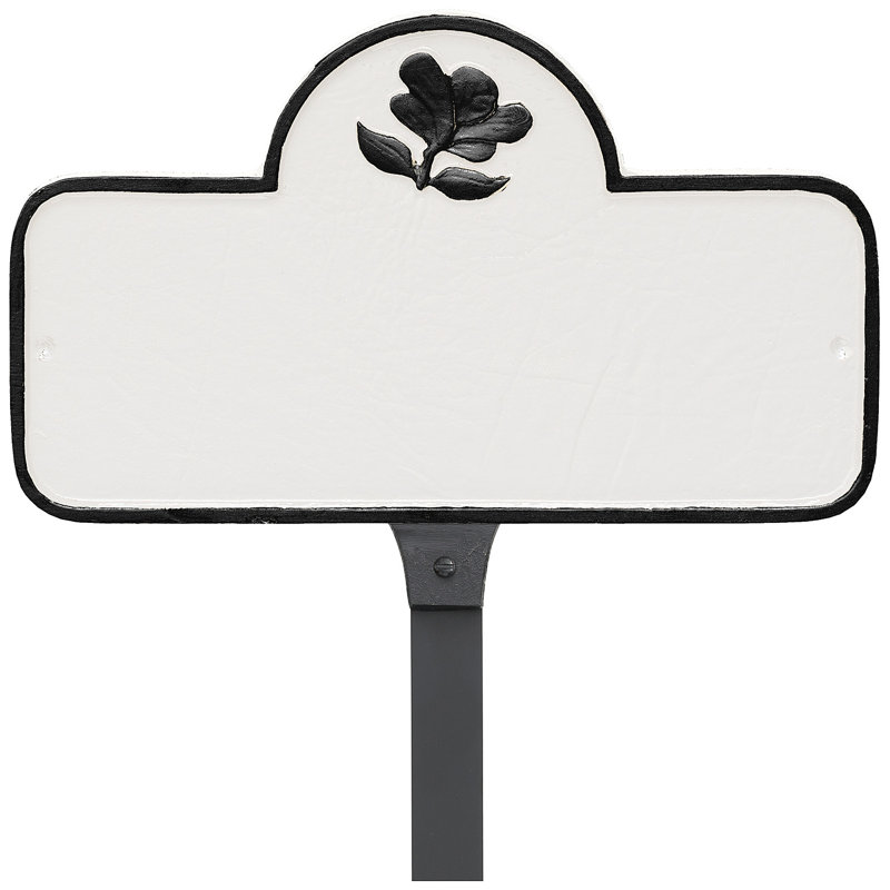 Enseigne d’adresse pour pelouse sur 1 ligne, Blanc / Noir, Oui