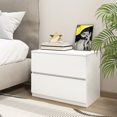  2 Drawer Dresser, Small Dressers for Closet, Wood Storage Cabinet for Hallway Bedroom Entryway, Nightstand Sofa Beside Table Drawer Chest, 23.6 in, White