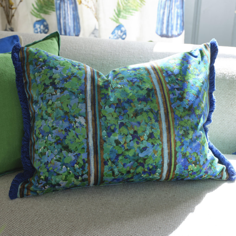 Sanzai Velours Decorative Pillow, Cobalt