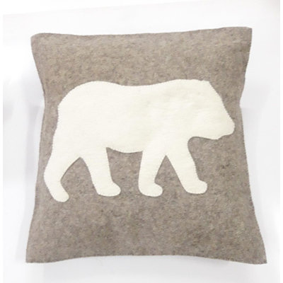 Hand Felted Wool Pillow - Bear Silhouette - 20"