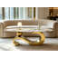 Table basse ovale en imitation marbre, table moderne avec structure en acier inoxydable doré, plateau à motif marbre blanc pour la décoration du salon