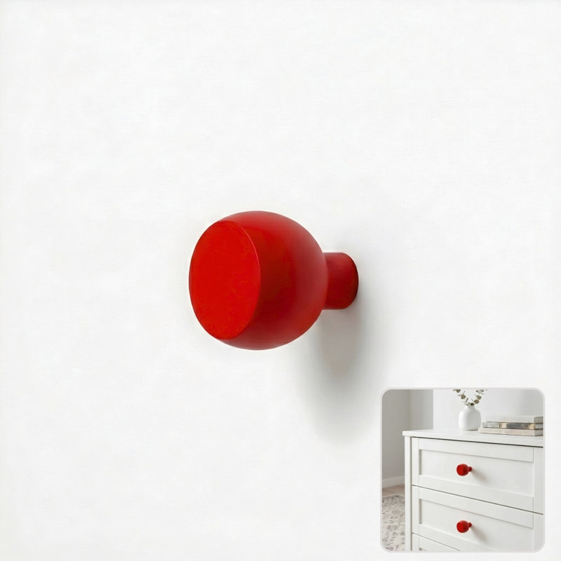 ROUS Hardware Mid Century Modern Sphere Knob, Rose (Red)