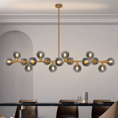 17-light Modern Linear Black And Gold Mid Century Chandelier For Dining Room