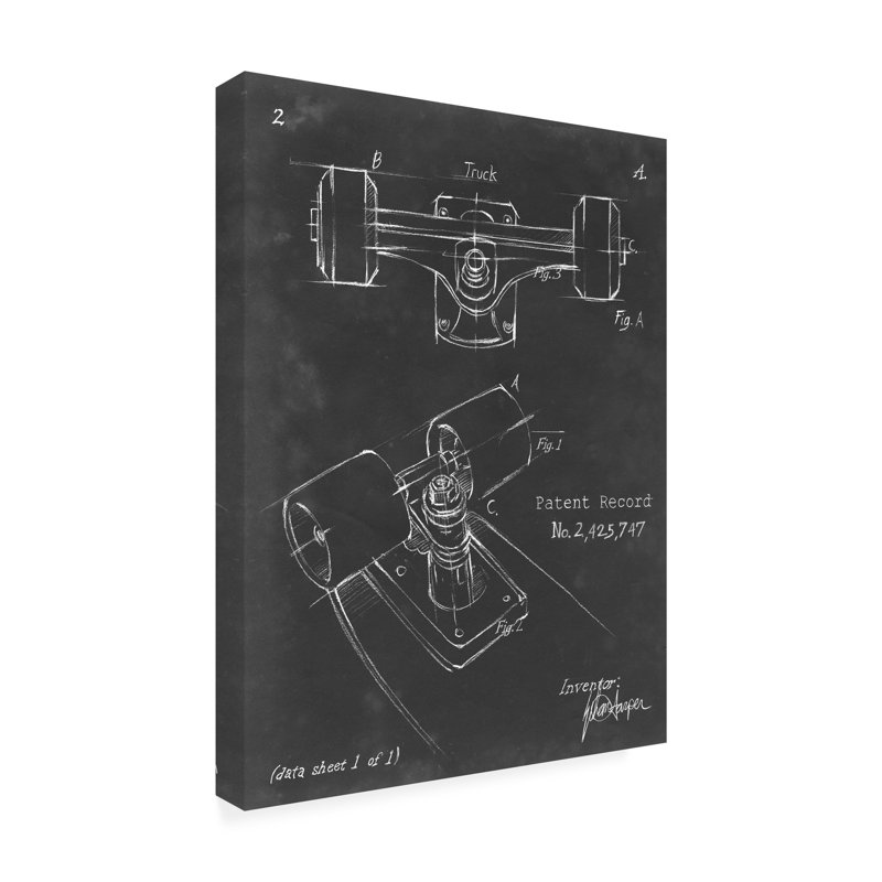 «17 Stories Ethan Harper Skateboard Blueprint II», art mural sur toile, H 19 po x l 14 po
