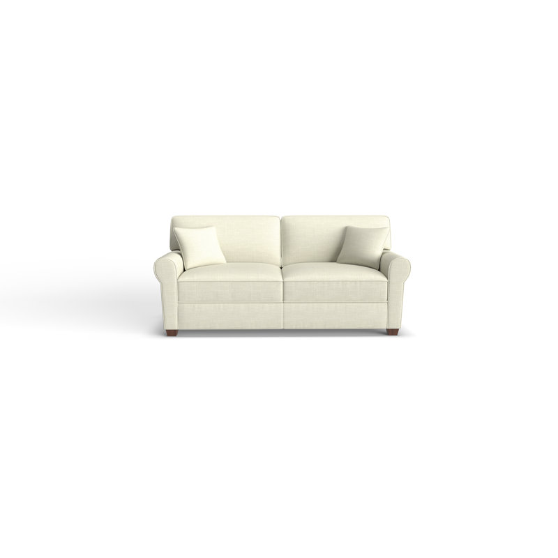 Shannon Upholstered 76'' Sofa, Dark Walnut, Cream/Ivory