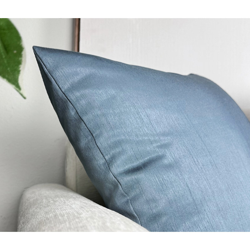 Housse de coussin carré en soie synthétique 18 pi x 18 po Aiking Home, fermeture à glissière, ardoise (ensemble de 2)