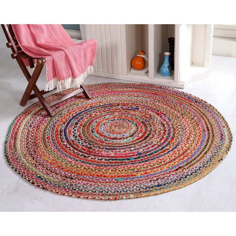 L'Oasis Striped Jute / Sisal Hand Woven Area Rug, Round 150cm
