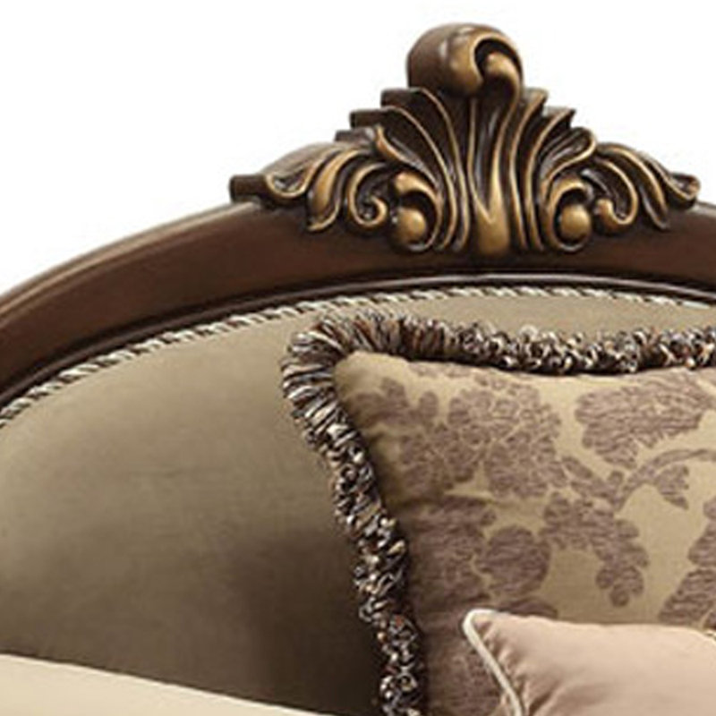 Dandre 49" Wide Velvet Armchair in Beige/Walnut