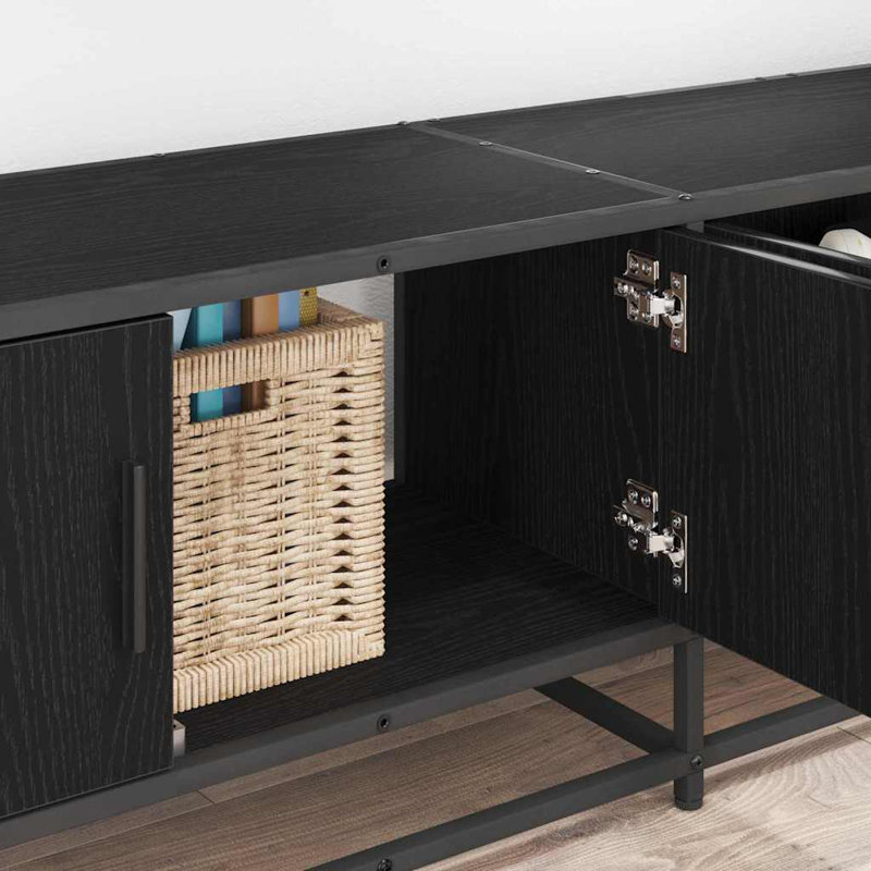 TV Cabinet Engineered Wood, Black, 41cm H x 240cm L x 35cm W