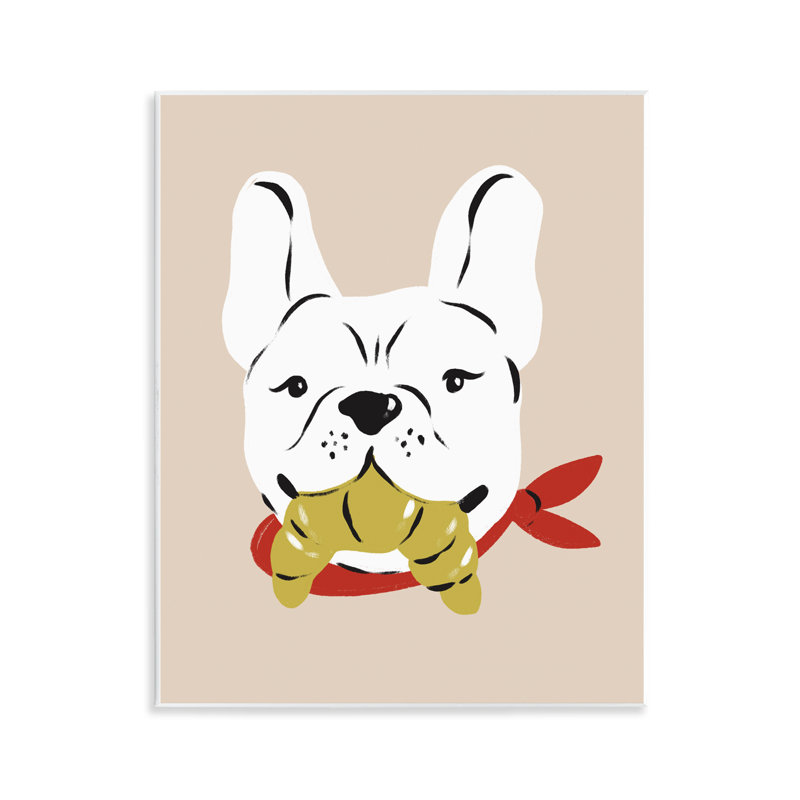 Plaque murale «Frenchie Dog» avec croissant, design par Krissy Mast