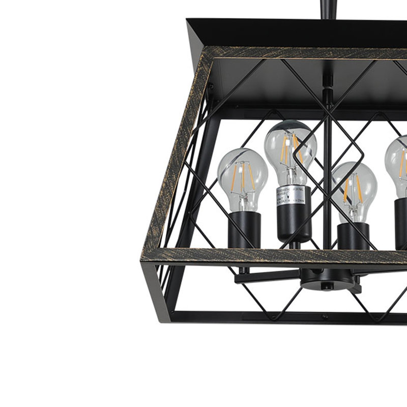 Luminaire suspendu géométrique 4 lumières Yoandra, Doré antique