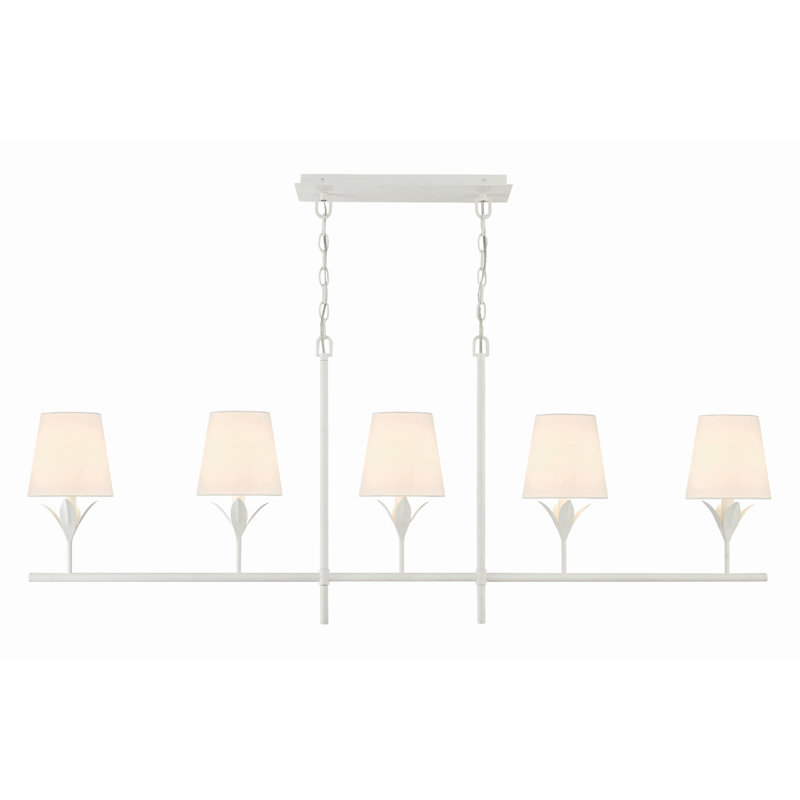 Iron 5-Light Chandelier, Blanc mat