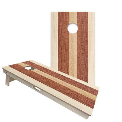 Striped Woody 2x4 Cornhole Board Set | Includes (2) Boards (8) Bags & Optional Accessories