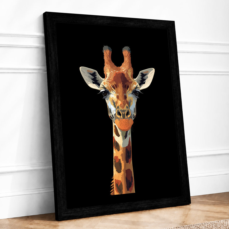Giraffe Portrait Modern - Framed Print, Black, A4 - 29.7 x 21.0 cm