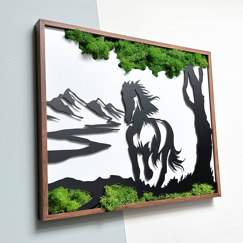 Cheval en mousse, art mural en métal