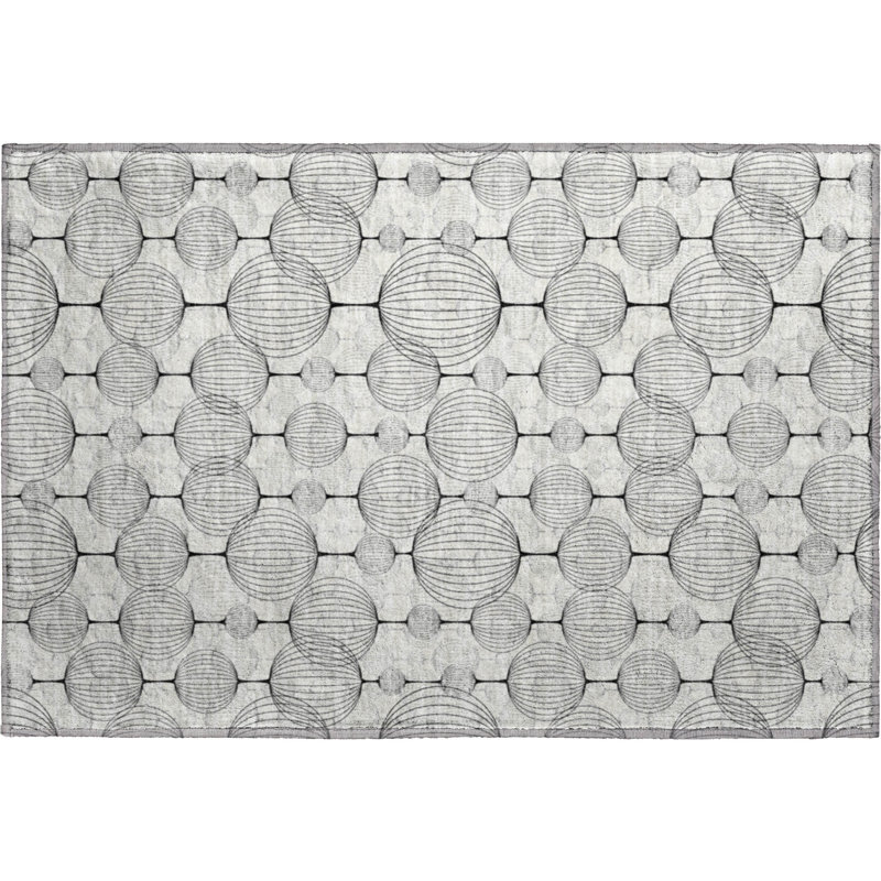 Premium Machine Washable Prisco White Rug, Rectangle 1'8" x 2'6"