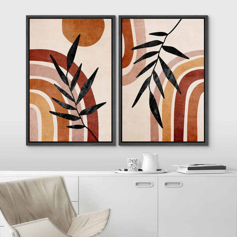 Illustration de milieu rustique moderne de style Mid-Century, Noir, H 24 po x l 32 po