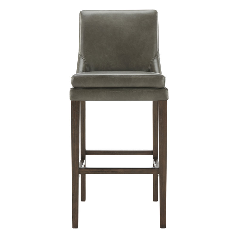 Niara Leather Counter & Bar Stools, Bar Stool (30” Seat Height), Copley Slate Faux Leather/Brown