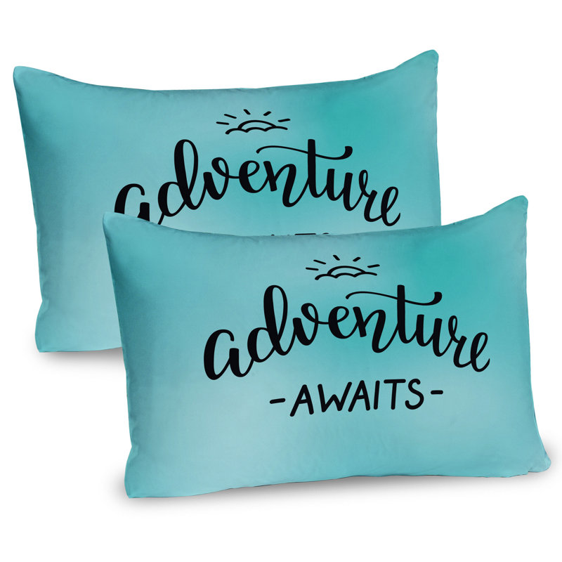 Ensemble de 2 taies décoratives Ambesonne Adventure bleu abstrait gris anthracite et turquoise, H 20 po x l 30 po