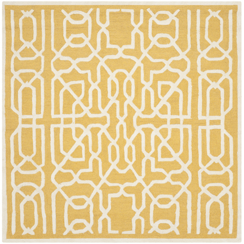 Cannen Hand Tufted Wool Geometric Rug, Square 6'