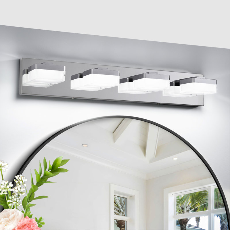 Applique murale moderne à 4 lumières pour salle de bain et miroir, design minimaliste élégant, écoénergétique, facile à installer