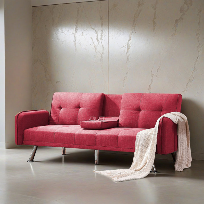 Canapé-lit inclinable convertible 74,42 po de large, Rouge