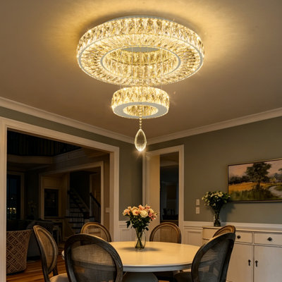 Lustre en cristal à 2 niveaux DEL