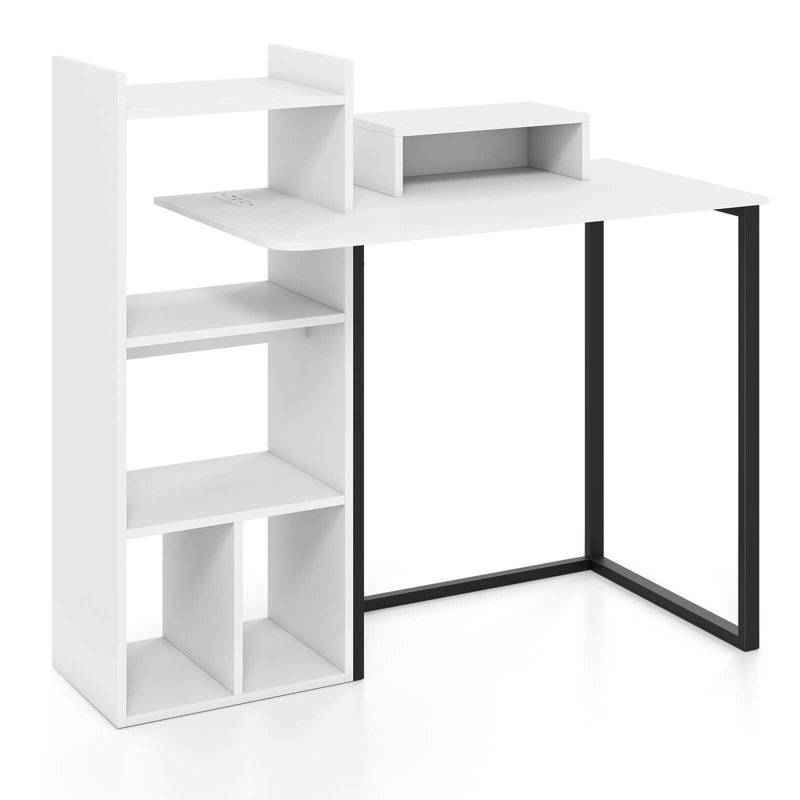 Bureau d'ordinateur avec station de charge 43,5 po Bureau d'étude avec support pour écran ergonomique