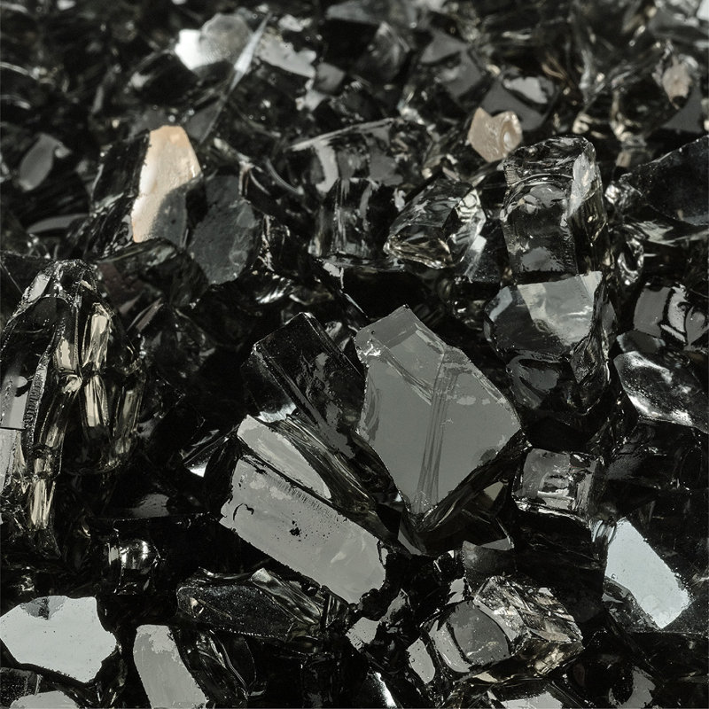 Midnight Black Reflective Fire Glass for Indoor and Outdoor Fire Pits, 10 Pounds