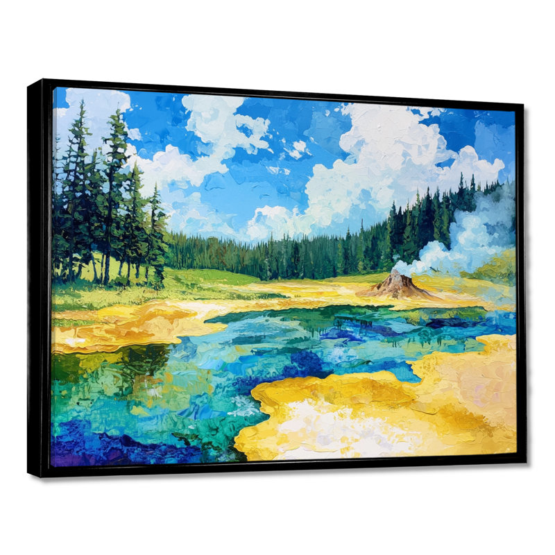 «Yellowstone Majesty Lake III - Wyoming», art mural, H 12 po x l 20 po, Impression dans un cadre flottant sans passe-parto