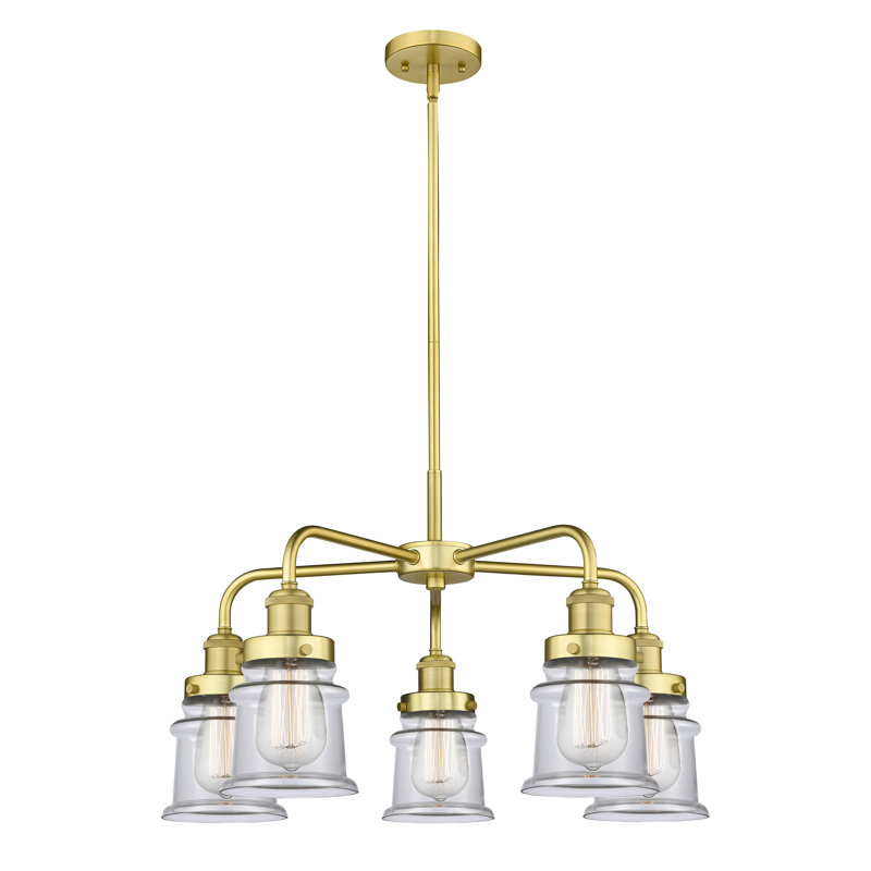 Lustre en forme de cloche à 5 lumières Alvi, Transparent, Chrome poli