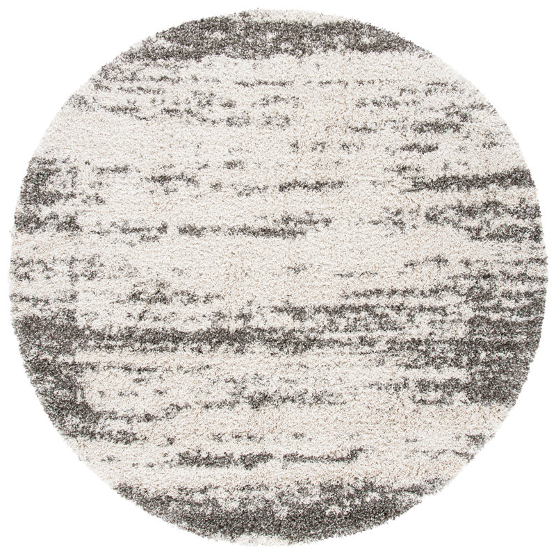 Abstract Ivory/Grey Area Rug, Round 5'3"