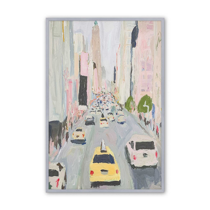 «Look up Fifth Ave I» par Walker Noble, reproduction d'art, Impression sur cadre ouvert sans papier mat, Argent argent