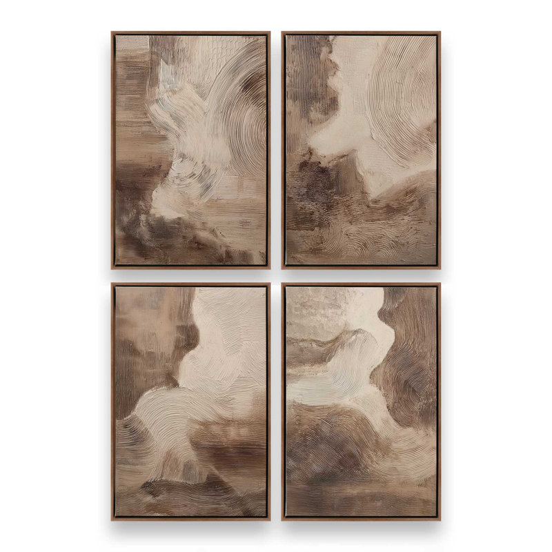 Ensemble de 4 impressions sur terre, Cadre flottant en noyer, 12 po x 8 po