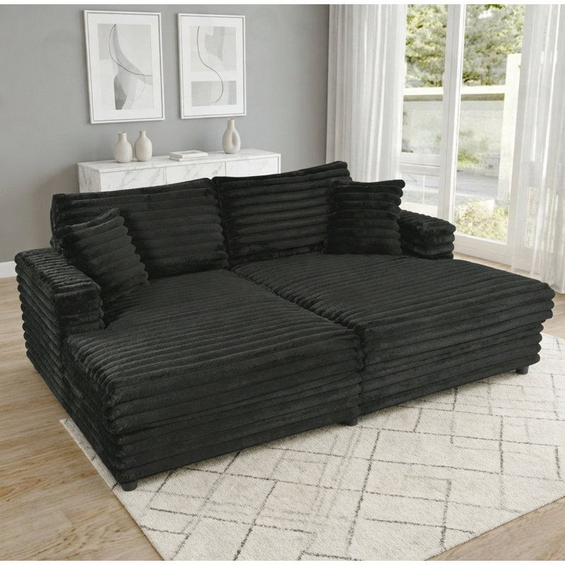 Chaise longue avec causeuse et causeuse, Noir