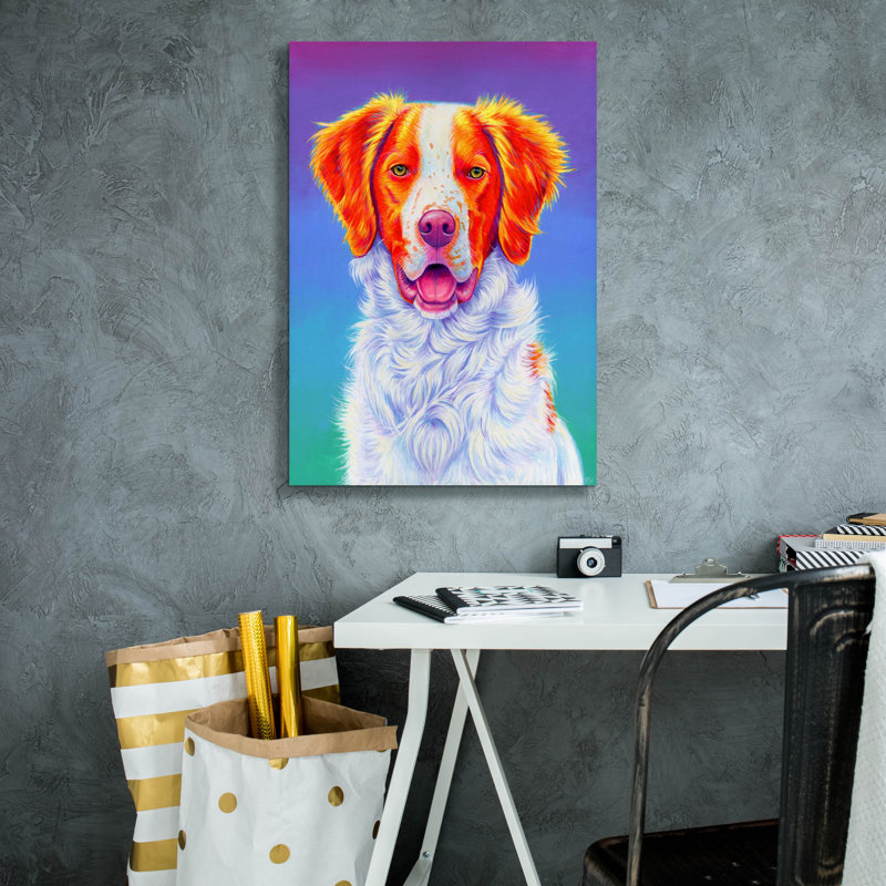 Art mural sur toile Winston Porter «Brittany Spaniel» par Rebecca Wang, H 26 po x l 18 po x P 0,75 po