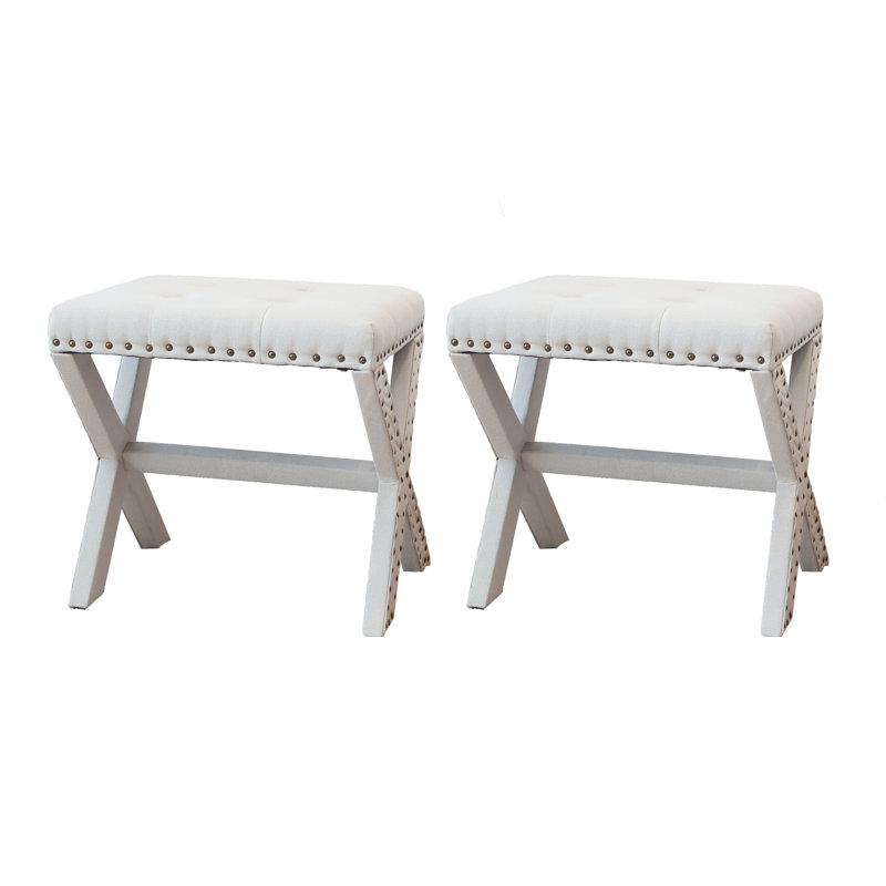 Solid + Manufactured Wood Accent Stool, Beige