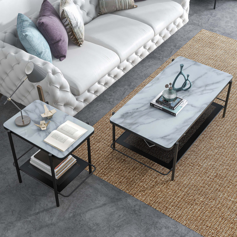Coffee Table Set, 2 Pieces: End Table, Coffee Table