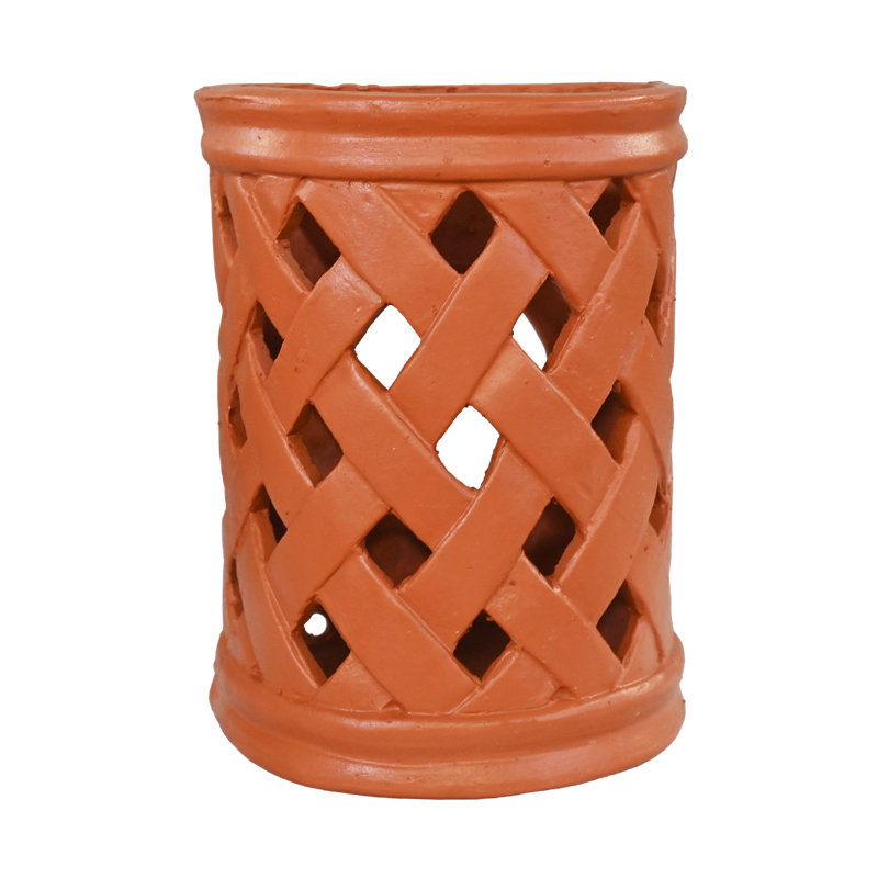 Heritage Clay Crosshatched Light Cover in Terracotta
