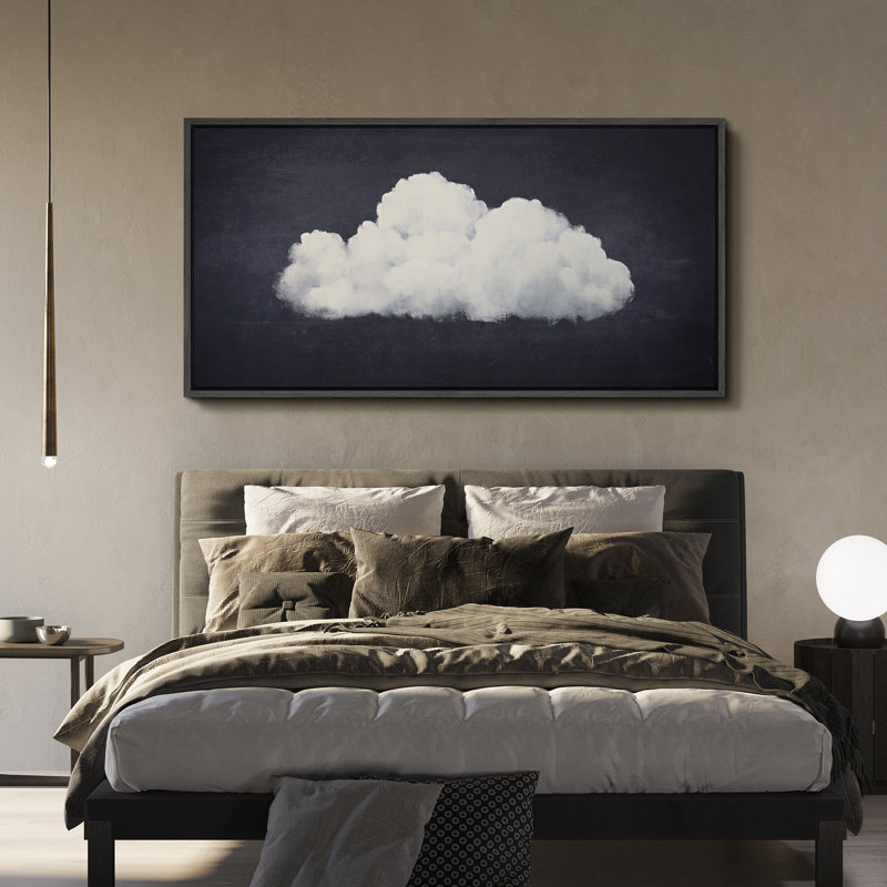 Nuage de nuages solitaire ciel minimaliste, H 30 po x l 60 po, Noir, noir, noir, noir