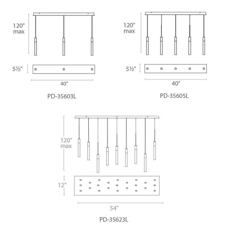 Luminaire suspendu cylindrique à 5 lumières Magic, Nickel poli