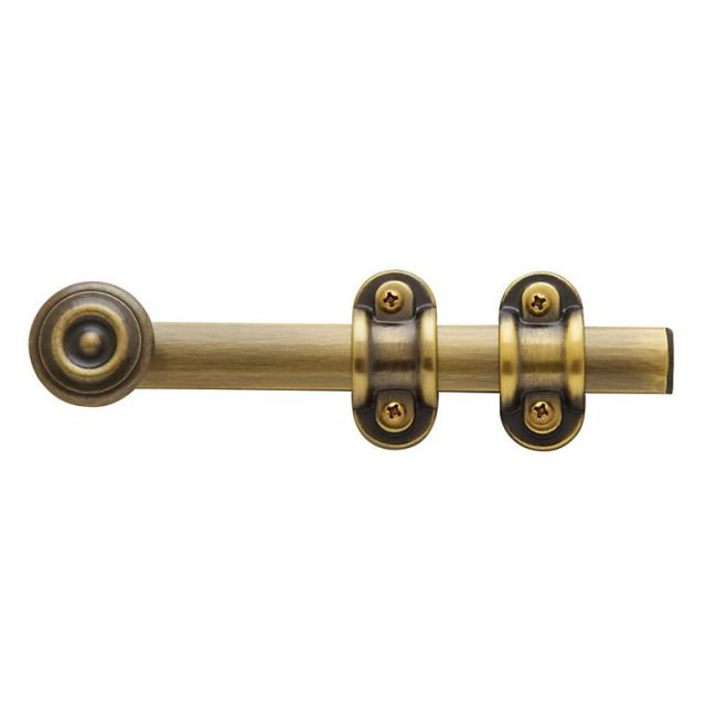 Ornamental Heavy Duty Surface Bolt, Antique Brass